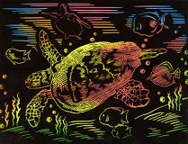 Гравюра с цветной основой ''Подводный мир''